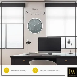 LW Collection Keukenklok Arabella grijs 30cm
