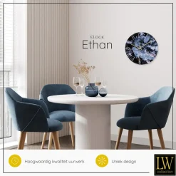 LW Collection Keukenklok Ethan blauw 30cm
