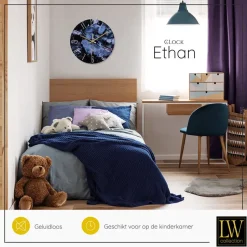 LW Collection Keukenklok Ethan blauw 30cm
