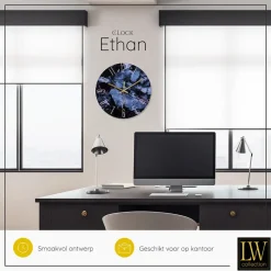 LW Collection Keukenklok Ethan blauw 30cm