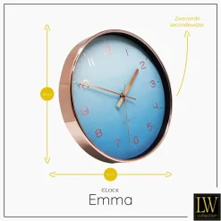 LW Collection Keukenklok Emma lichtblauw rosé 30cm