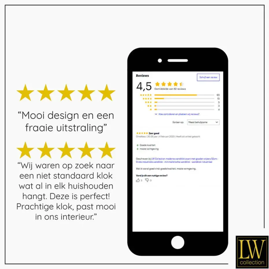 LW Collection Keukenklok Andrea wit roze 30cm