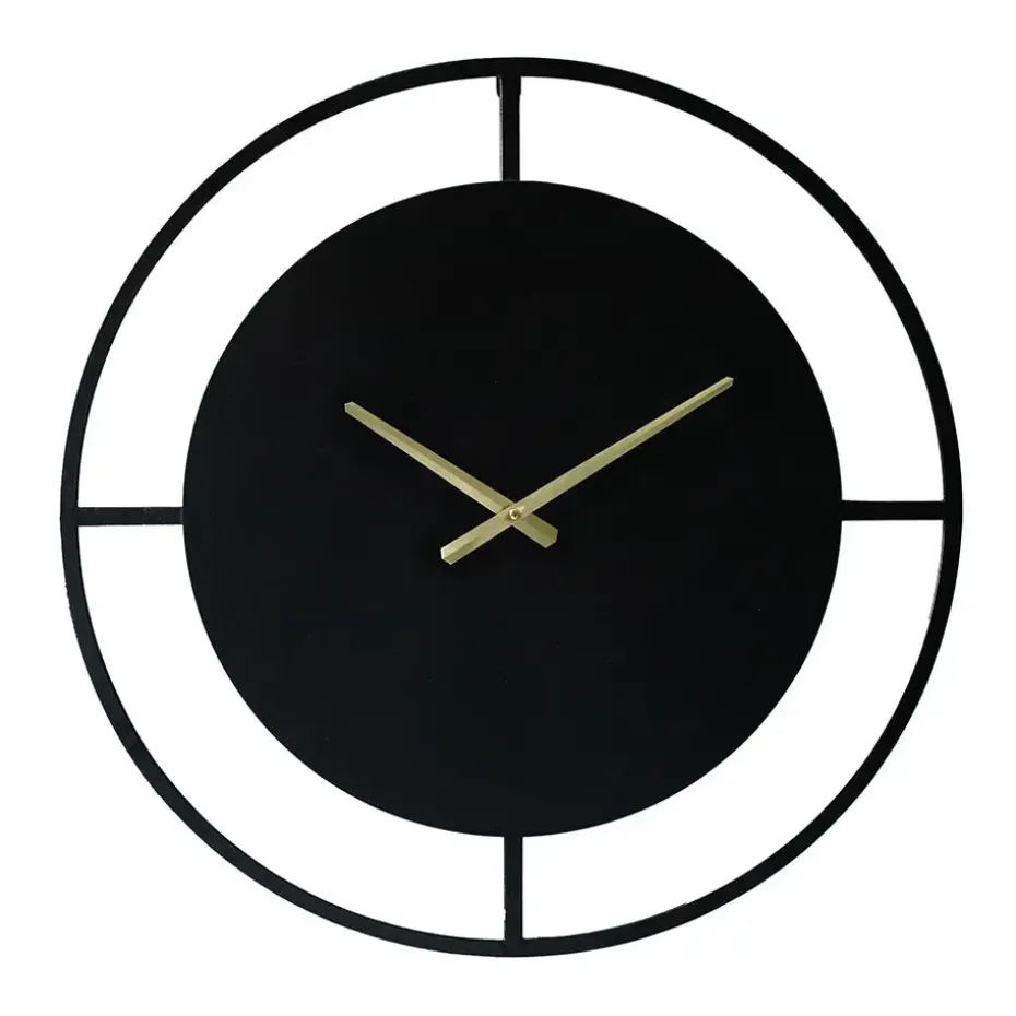 LW Collection Wandklok Danial zwart goud 60cm