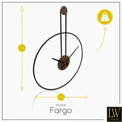 LW Collection Wandklok Fargo zwart 55cm