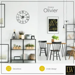 LW Collection Wandklok Olivier zilver 40cm