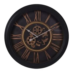 LW Collection Wandklok radar Leonore Zwart 52cm bewegende tandwielen