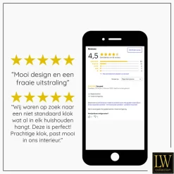 LW Collection Wandklok radar Leonore Zwart 52cm bewegende tandwielen