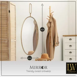LW Collection Wandspiegel goud rond ovaal 45x96 cm metaal