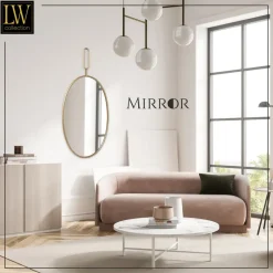 LW Collection Wandspiegel goud rond ovaal 45x96 cm metaal