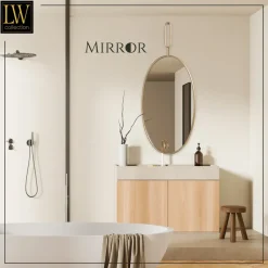 LW Collection Wandspiegel goud rond ovaal 45x96 cm metaal