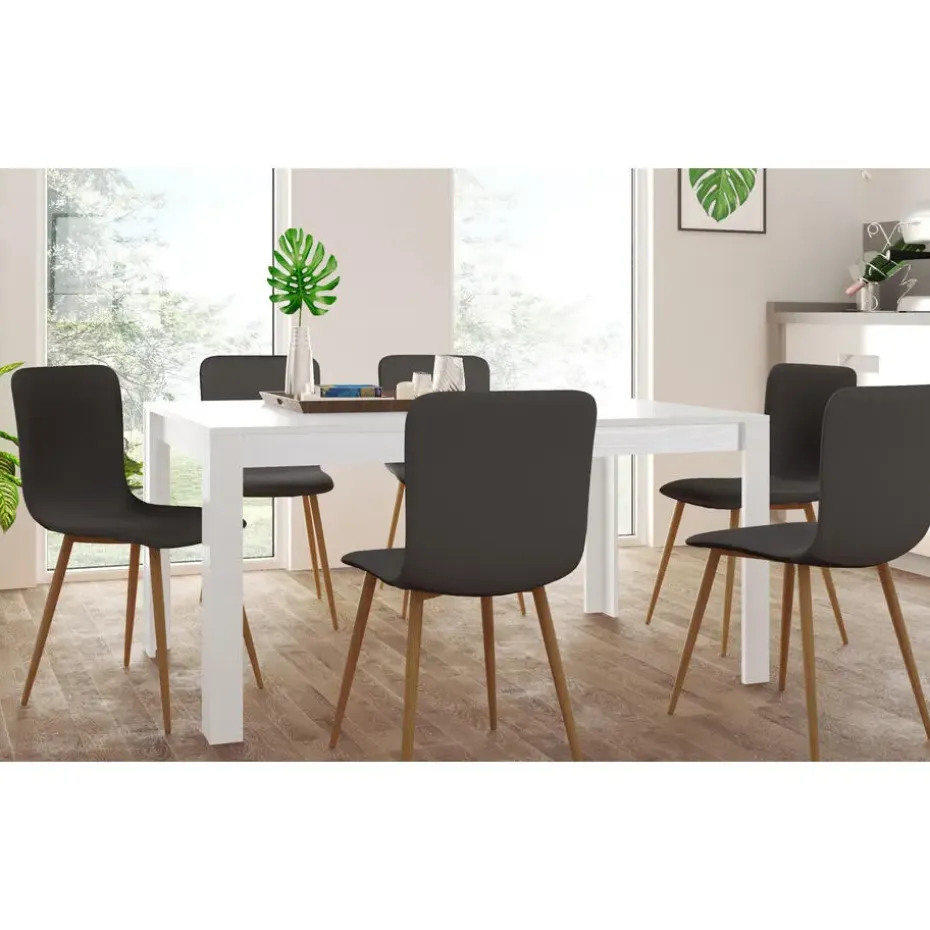 Lynn - Eettafel 160x90 cm voor 8 in wit MDF