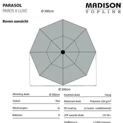 Madison - Parasol Paros II Round Ecru - 300cm - Beige