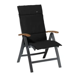 Madison - Tuinkussen Fiber Deluxe Rib black - Ca. 125x50 cm - Set van 4