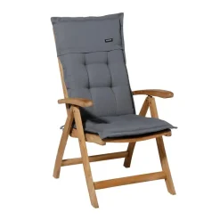 Madison - Tuinstoelkussen Hoge Rug Rib grey - Ca. 123x50 cm - Set van 4