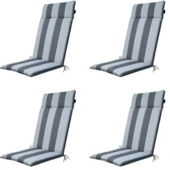 Madison - Tuinstoelkussen Hoge Rug Banda grey - Ca. 120x50 cm - Set van 4