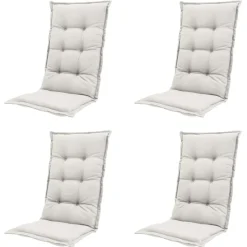 Madison - Tuinstoelkussen Hoge Rug Napels sand - Ca. 123x50 cm - Set van 4