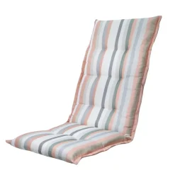 Madison - Tuinstoelkussen Hoge Rug Righe salmone - Ca. 123x50 cm - Set van 4