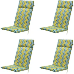 Madison - Tuinstoelkussen Hoge Rug Siem yellow - Ca. 120x50 cm - Set van 4