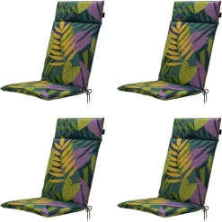 Madison - Tuinstoelkussen Hoge Rug Iven green - Ca. 120x50 cm - Set van 4
