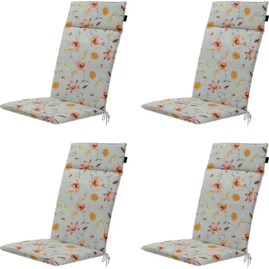 Madison - Tuinstoelkussen Hoge Rug Florina orange - Ca. 120x50 cm - Set van 4