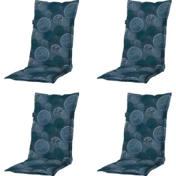 Madison - Tuinstoelkussen Hoge Rug Circle blue - Ca. 123x50 cm - Set van 4