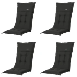 Madison - Tuinstoelkussen Lage Rug Rib black - Ca. 105x50 cm - Set van 4