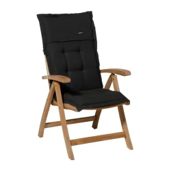 Madison - Tuinstoelkussen Lage Rug Rib black - Ca. 105x50 cm - Set van 4