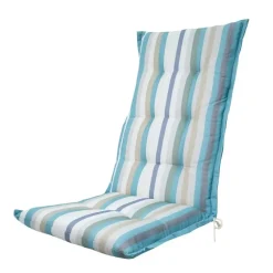 Madison - Tuinstoelkussen Hoge Rug Righe azure - Ca. 123x50 cm - Set van 4