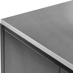 MAENZA - Buitenkeukenkast set met tafel - Zwart - Staal