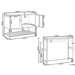 MAENZA - Buitenkeukenkast set met tafel - Zwart - Staal