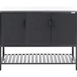 MAENZA - Buitenkeukenkast set met tafel - Zwart - Staal