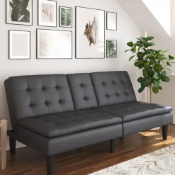 Maine - 3-zits slaapbank in grijs kunstleer