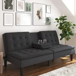 Maine - 3-zits slaapbank in antraciet stof