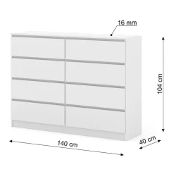 Maja dressoir S8 140 cm wit mat