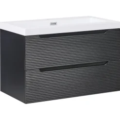 MAKANA - Badkamermeubel met wastafel - Zwart - 80 cm - MDF