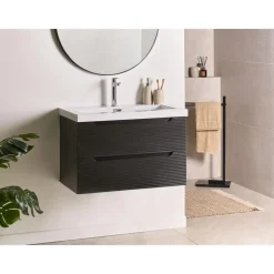 MAKANA - Badkamermeubel met wastafel - Zwart - 80 cm - MDF