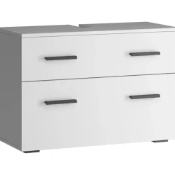 Malika - Wastafelonderkast 80 cm met 1 klep 1 lade in antraciet wit