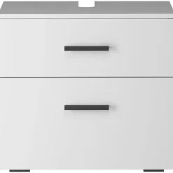 Malika - Wastafelonderkast 60 cm met 1 klep 1 lade in antraciet wit
