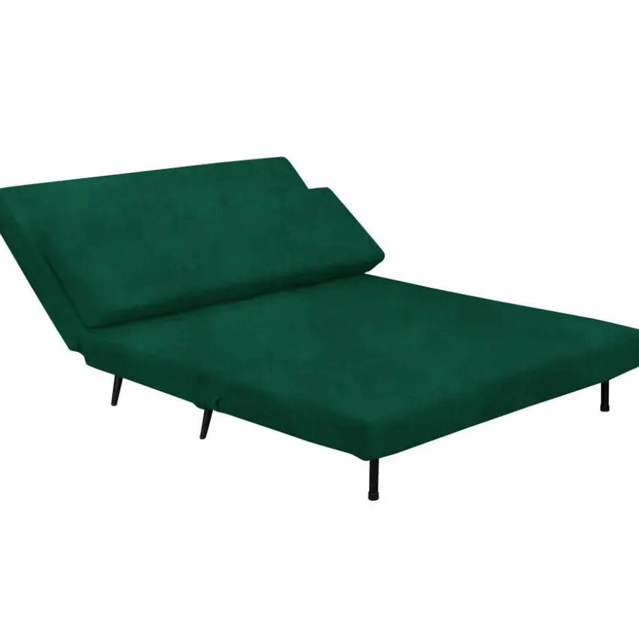 Mallory - Slaapbank 140 cm in donkergroene fluweel