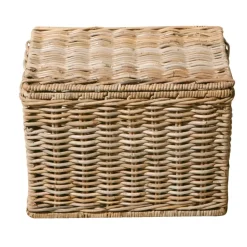 Mand met deksel Meike - antiek grijs - 47x34x35 cm