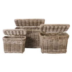 Mand met deksel Meike - antiek grijs - 47x34x35 cm