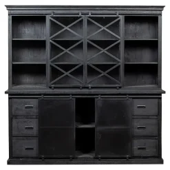 Mangohoutonline - Buffetkast Denver Black 200x220cm Rechthoekig - Zwart - Mahom