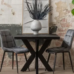 Mangohoutonline - Eettafel Memphis Black 140x90cm Rechthoekig - Zwart - Mahom