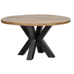 Mangohoutonline - Eettafel Madison 150cm Rond - Bruin - Mahom
