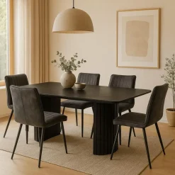 Mangohoutonline - Eettafel Lucia Black 240x110cm Rechthoekig - Zwart - Mahom