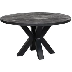 Mangohoutonline - Eettafel Madison Black Ø 150 Rond - Zwart - Mahom