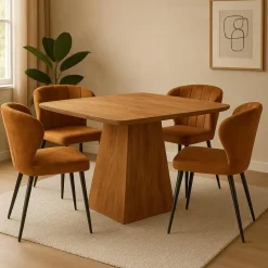 Mangohoutonline - Eettafel Nova Vierkant 110x110cm Vierkant - Bruin - Mahom