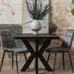 Mangohoutonline - Eettafel Memphis Black 220x100cm Rechthoekig - Zwart - Mahom