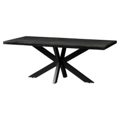 Mangohoutonline - Eettafel Memphis Black 220x100cm Rechthoekig - Zwart - Mahom
