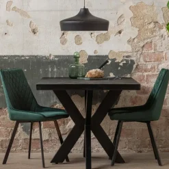 Mangohoutonline - Eettafel Memphis Black 220x100cm Rechthoekig - Zwart - Mahom